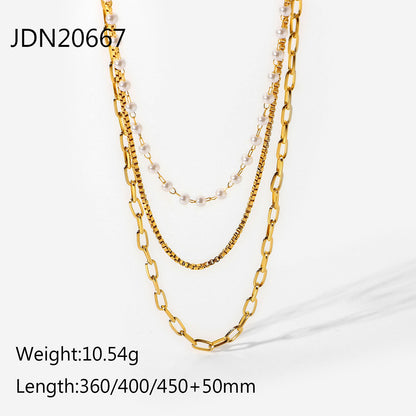 Three-layer Stacked Titanium Steel Necklace Accessories for Women, Light Luxury High-end Clavicle Chain Stainless Steel Jewelry