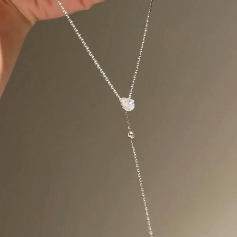 Pure Silver S925 High Carbon Diamond Water Drop Rachel Necklace Ins Style Cool Temperament Simple