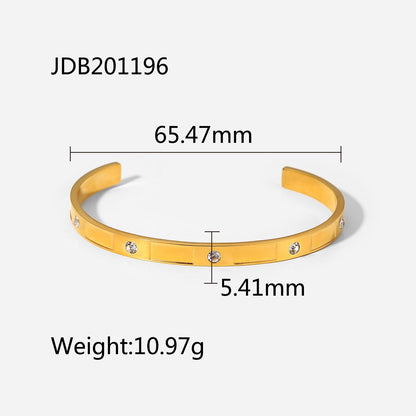 INS Style Summer Titanium Steel Bracelet Women's Fashion Versatile Stainless Steel Zircon Inlaid Bracelet Vintage Bangle