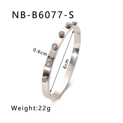 Hot-Selling Zircon Heart-Shaped Quadrilateral Geometric White Zircon Green Zircon Titanium Steel Real Gold Plated Color-Retaining Jewelry Bracelet