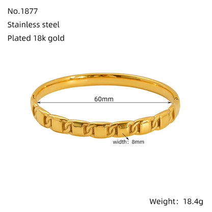 Hot-Selling Non-Fading Bracelet Titanium Steel Gold Wide Open Versatile Cuban Diamond-Studded Bracelet Factory Direct Sale