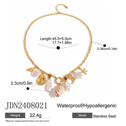 Titanium Steel Shell Necklace Light Luxury High-end Beach Vacation Style Collarbone Chain Stainless Steel Jewelry