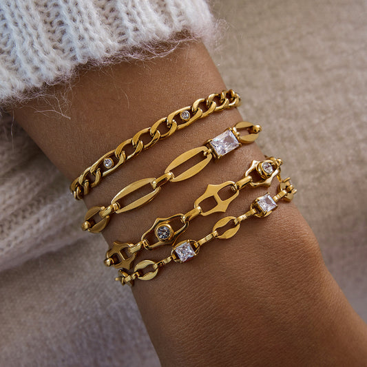 18k Titanium Steel Zircon Bracelet Niche Light Luxury Jewelry Non-Fading Stainless Steel Accessories for Women High-End Feel