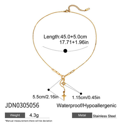 Four-Pointed Star Titanium Steel Necklace Light Luxury High-End Clavicle Chain Non-Fading Stainless Steel Jewelry for Women