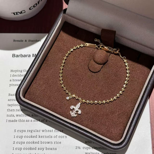 Pure Silver S925 Laser Bead Iris Flower Bracelet Light Luxury High-end Industrial Craft Exquisite Niche Versatile Jewelry