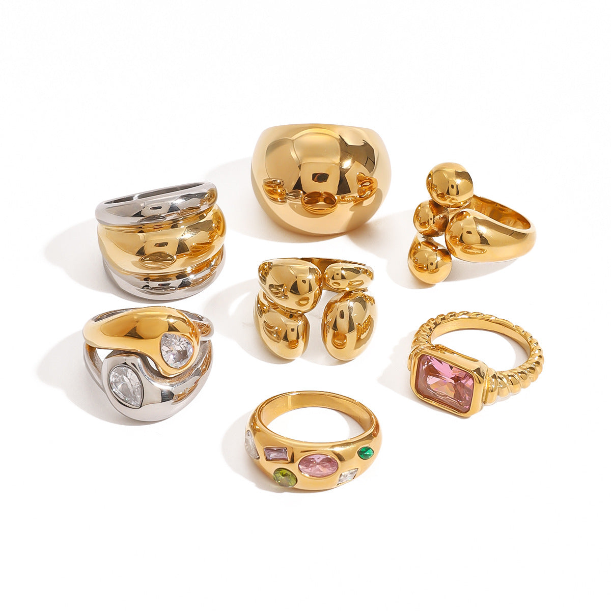 Stainless Steel Exaggerated Zircon Ring High-end Vintage Ring Titanium Steel Jewelry Rings