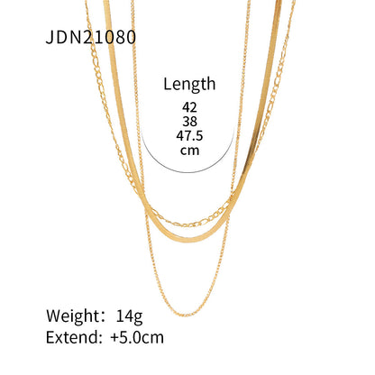 INS Trend Retro Simple Personality High-end Gold-plated Minimalist Multi-layer Necklace for Women Niche Collarbone Chain