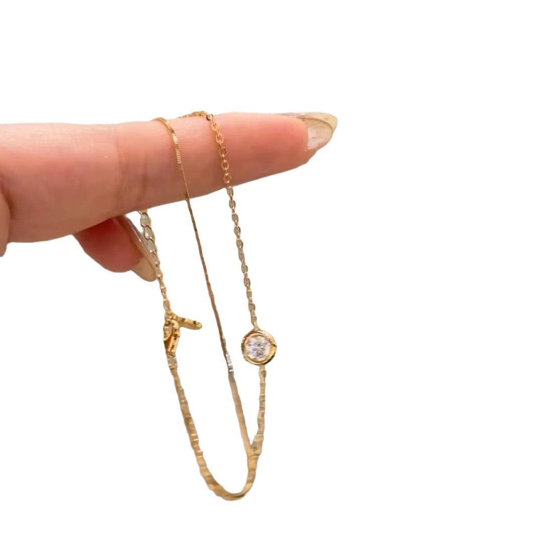 Sterling Silver S925 Real Gold Plated High Carbon Diamond Snake Bone Chain Double Layer Bubble Bracelet Light Luxury High-end Exquisite Jewelry