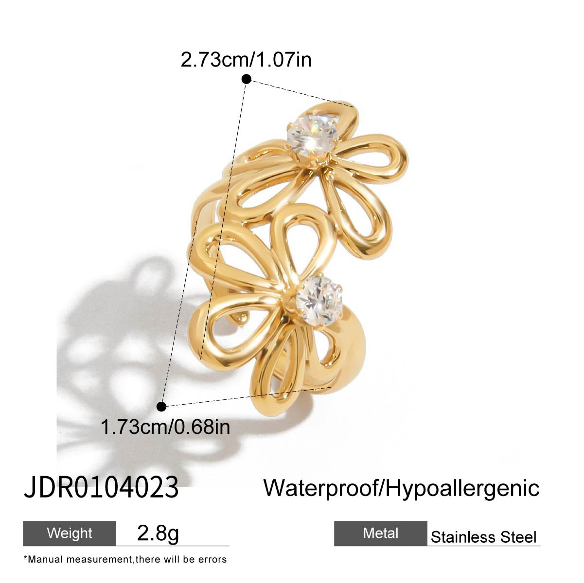 Zircon Ring Titanium Steel Non-Fading Jewelry for Women Light Luxury High-End Feel Ring Stainless Steel Jewelry