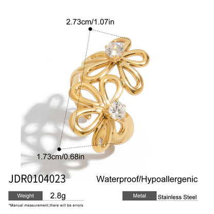 Zircon Ring Titanium Steel Non-Fading Jewelry for Women Light Luxury High-End Feel Ring Stainless Steel Jewelry