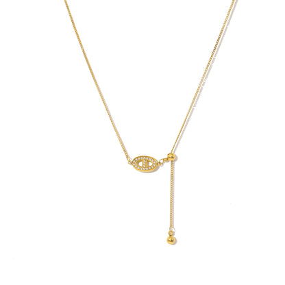 Exquisite Pig Nose Diamond-Studded Titanium Steel Pendant Necklace 18K Real Gold Fashion Light Luxury Pull-Out Clavicle Chain
