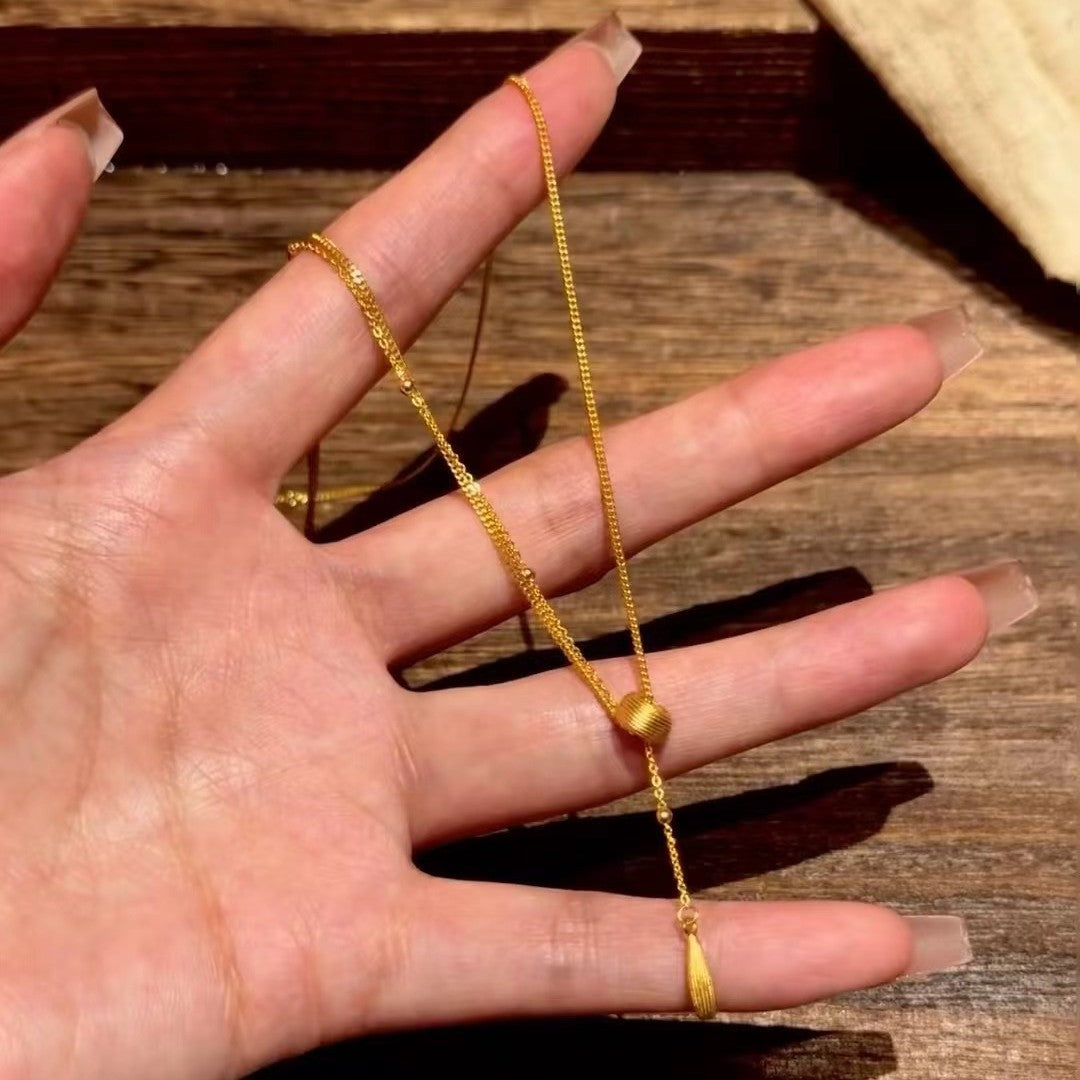 Italian Craft Brushed Vintage Style Pure Silver S925 Minimalist Tears of Luo Shen Necklace