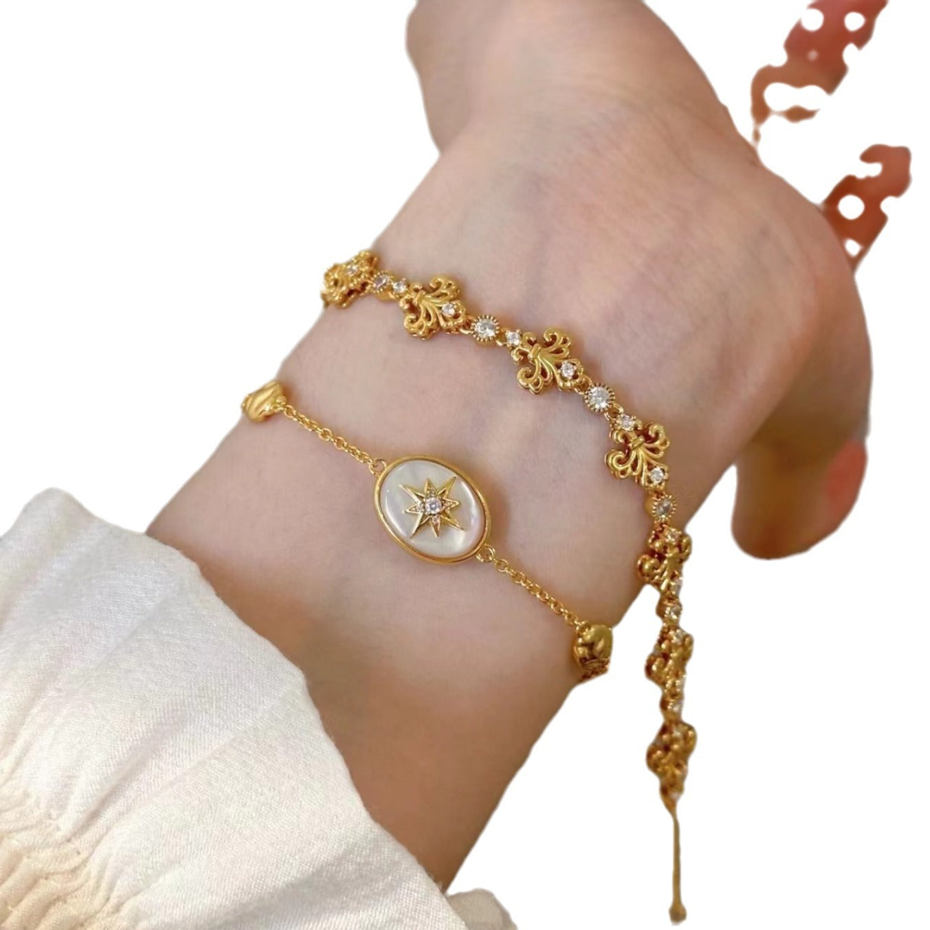 Vintage Light Luxury High-End Jewelry High Carbon Diamond 925 Sterling Silver Iris Flower Bracelet Adjustable Push-Pull Bracelet