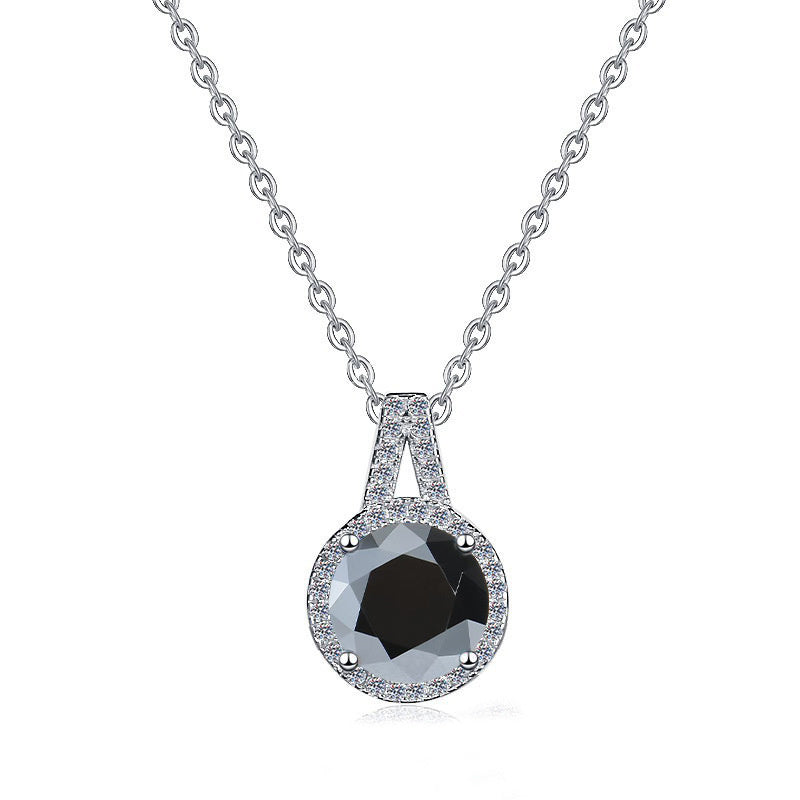 925 Sterling Silver Moissanite Pendant Clavicle Chain V-shaped Round Versatile Round Moissanite Necklace