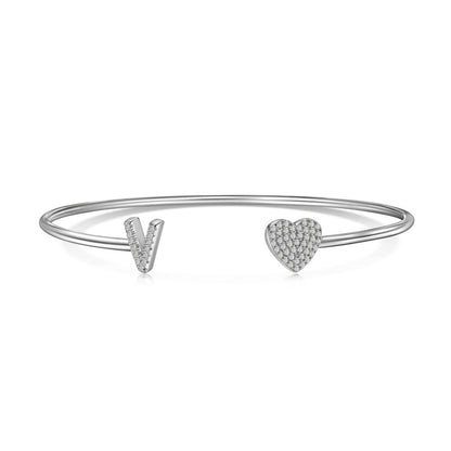 S925 Sterling Silver English Letter Bracelet for Women with Micro Pave Zirconia, Light Luxury Personality Style Bracelet