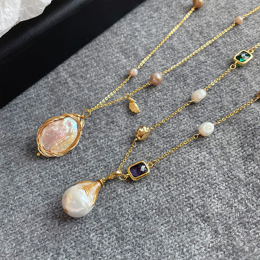 Baroque Pearl Necklace Non-Fading Women's Necklace Accessories Women's Autumn Winter Sweater Chain Elegant Versatile