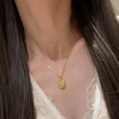 Vintage Style Pure Silver S925 Real Gold Plated High Carbon Diamond Brushed Craft Iris Flower Amulet Double-Sided Necklace