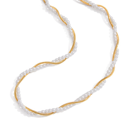 Titanium Steel Imitation Pearl Necklace Light Luxury High-end Clavicle Chain Stainless Steel Jewelry for Women Non-fading Jewelry