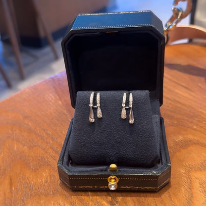 S925 Sterling Silver High Carbon Diamond Rachel Earrings Dynamic Long Geometric Double Water Drop Earrings Light Luxury Minimalist Style