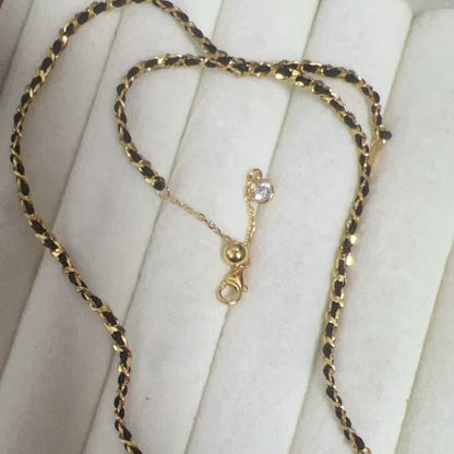 Pure Silver S925 Black Gold Necklace Versatile Collarbone Chain Elegant High-end