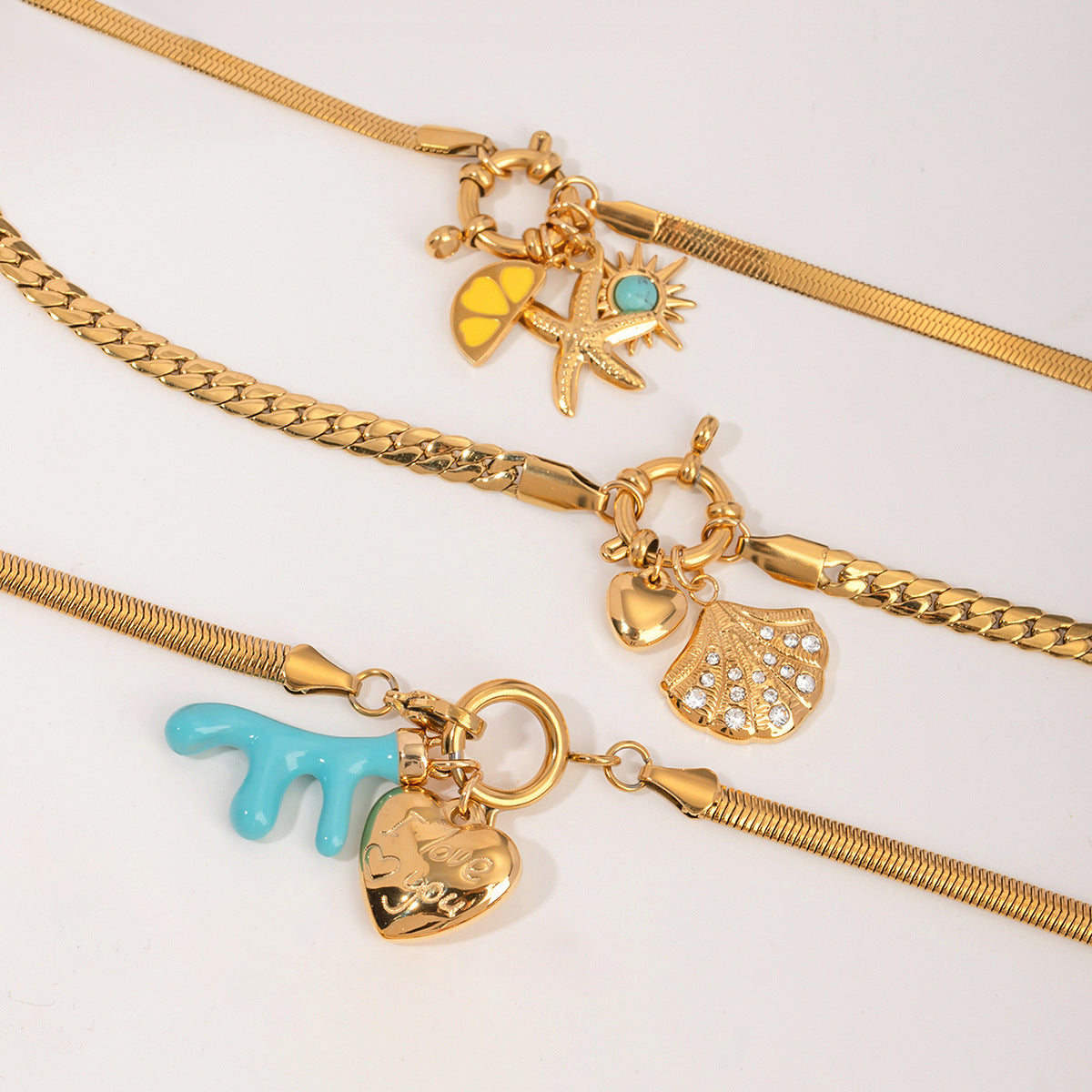 INS Trend Retro Necklace for Women High-end Simple Minimalist Style Multi-layer Chain Collarbone 18k Gold Choker