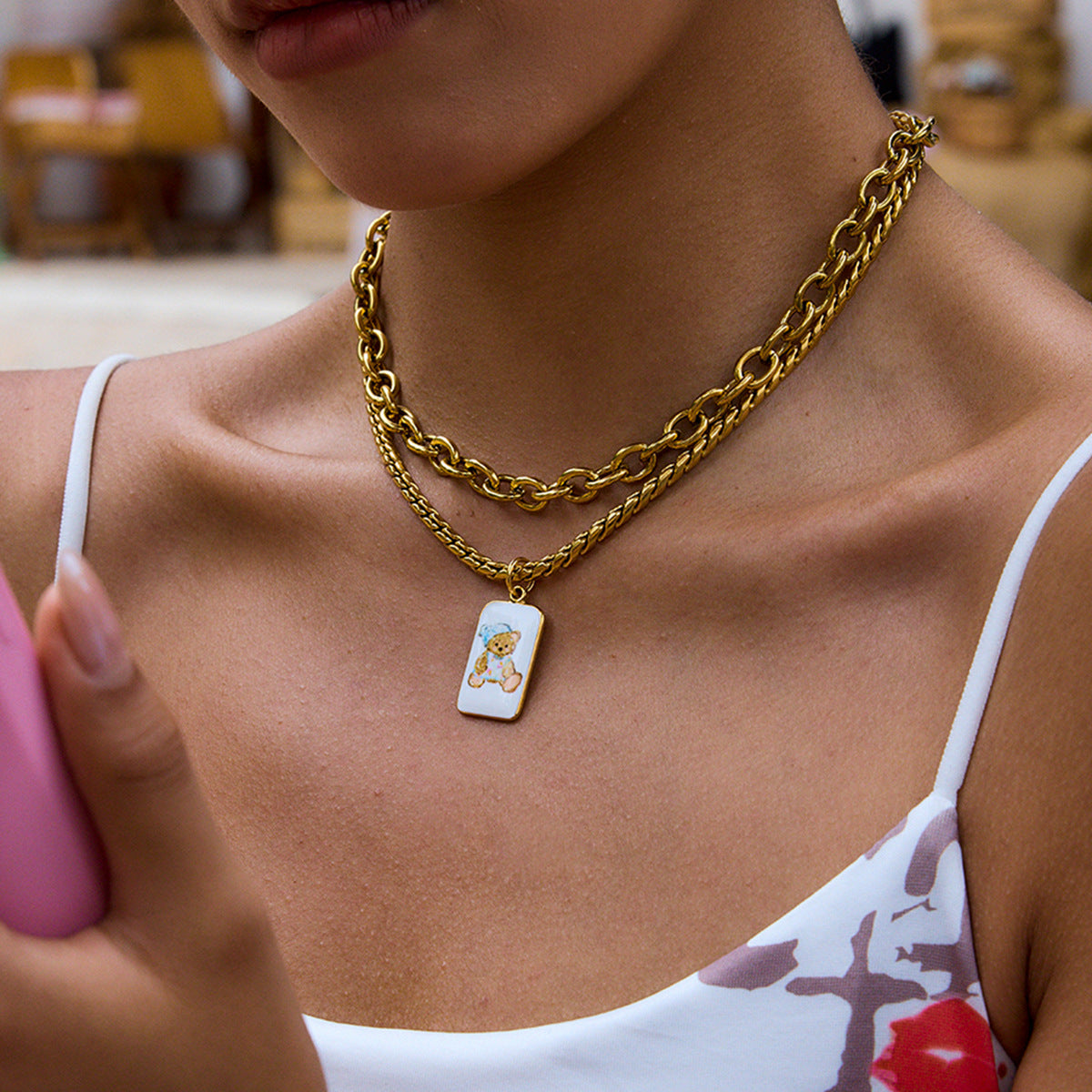 Titanium Steel Oil Drop Necklace Light Luxury High-end Clavicle Chain Non-fading Hot-selling Stainless Steel Jewelry