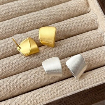 Pure Silver S925 Brushed Sparkling Sand Minimalist Metal Earrings for Women New Trendy Personality Earrings Internet Celebrity Ear Jewelry