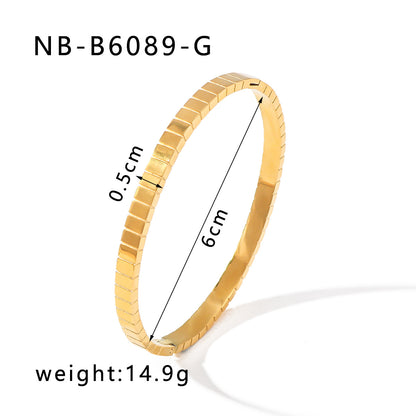 Hot-Selling Zircon Heart-Shaped Quadrilateral Geometric White Zircon Green Zircon Titanium Steel Real Gold Plated Color-Retaining Jewelry Bracelet