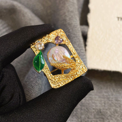 Baroque Pearl Tassel Floral Brooch Fashion Niche Pin ins Premium Suit Brooch