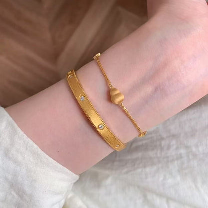 Pure Silver S925 New Chinese Style Fulu Brushed Diamond Inlaid Craft Gourd Bracelet Fashion High-end Versatile Light Luxury Niche