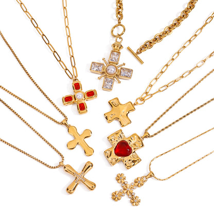Stainless Steel Cross Necklace Titanium Steel Non-Fading Jewelry Light Luxury High-End Clavicle Chain
