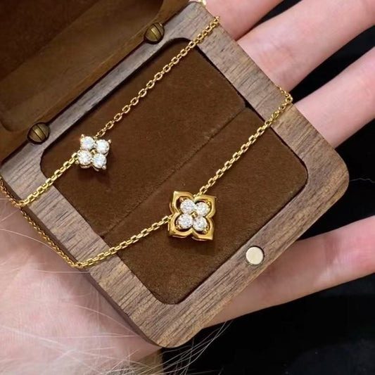 Pure Silver S925 French Retro Dragon Heart Same Style Four-Leaf Clover Detachable Necklace Light Luxury High-End Clavicle Chain for Women