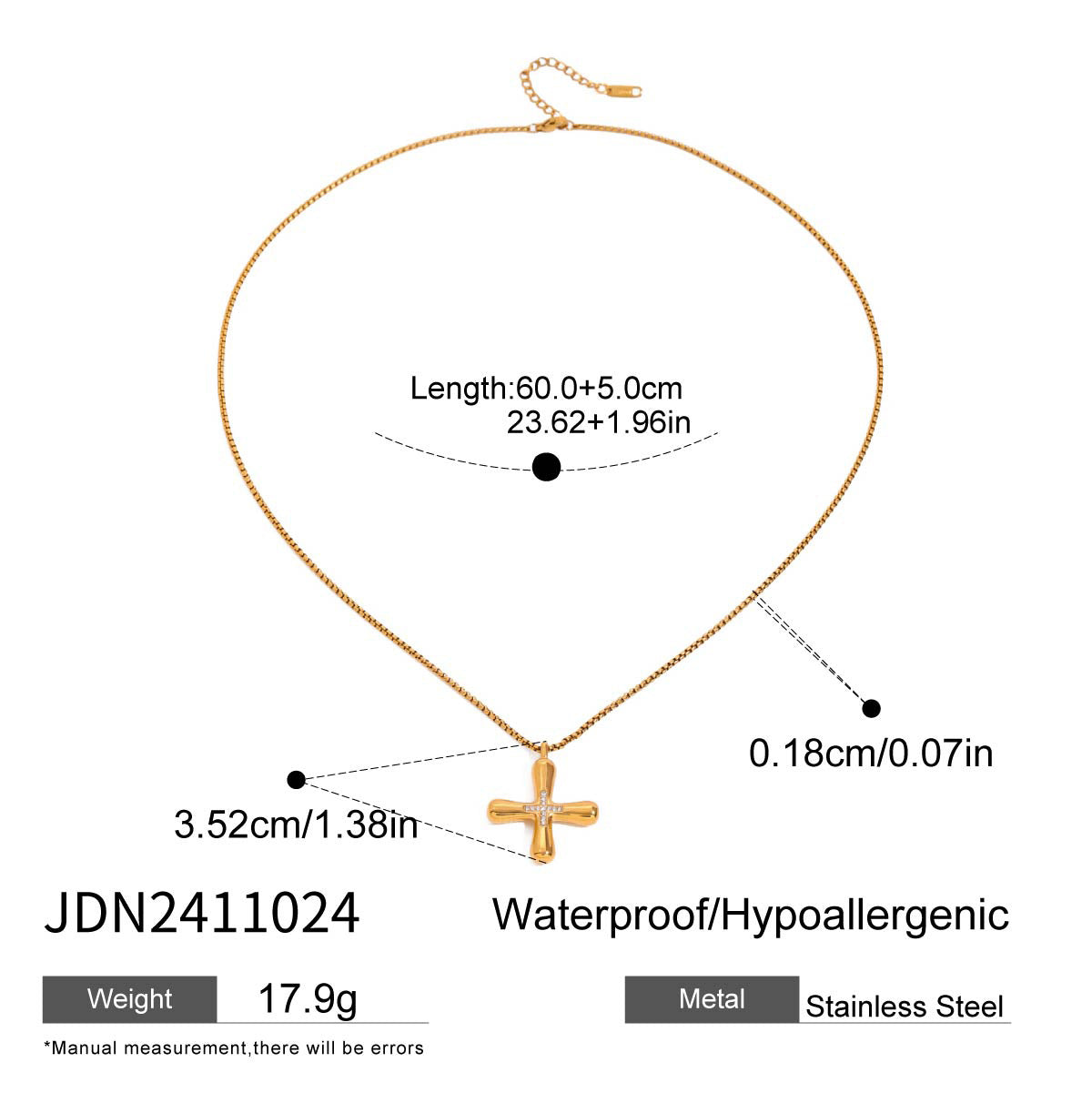 Stainless Steel Cross Necklace Titanium Steel Non-Fading Jewelry Light Luxury High-End Clavicle Chain