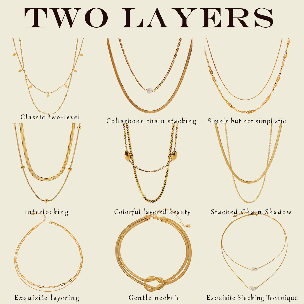 Double Layer Stacked Titanium Steel Necklace Light Luxury High-end Clavicle Chain Stainless Steel Jewelry Non-fading