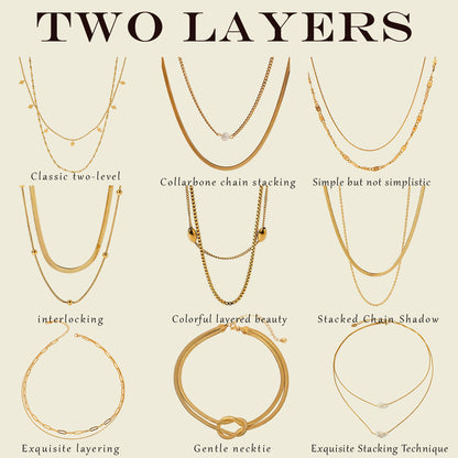 Double Layer Stacked Titanium Steel Necklace Light Luxury High-end Clavicle Chain Stainless Steel Jewelry Non-fading
