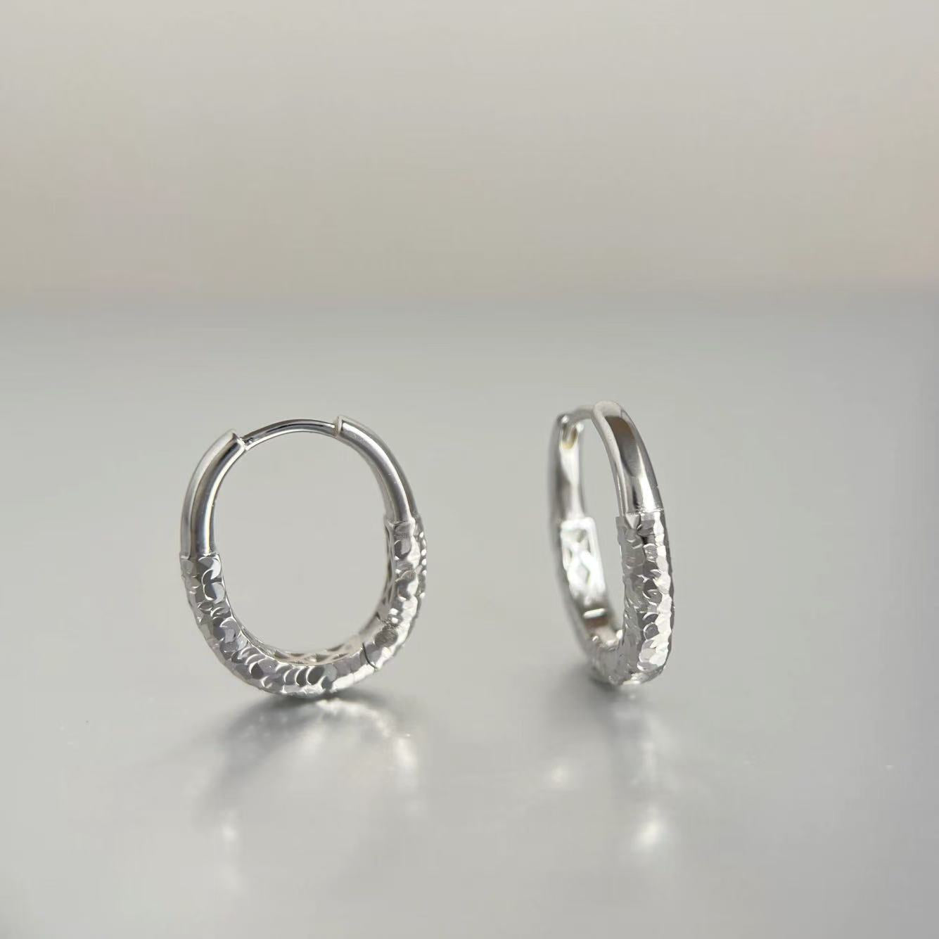 Sterling Silver S925 CNC Craft Ice Chip Big Earrings Simple Niche Light Luxury High-end Versatile Elegant U-shaped Earrings