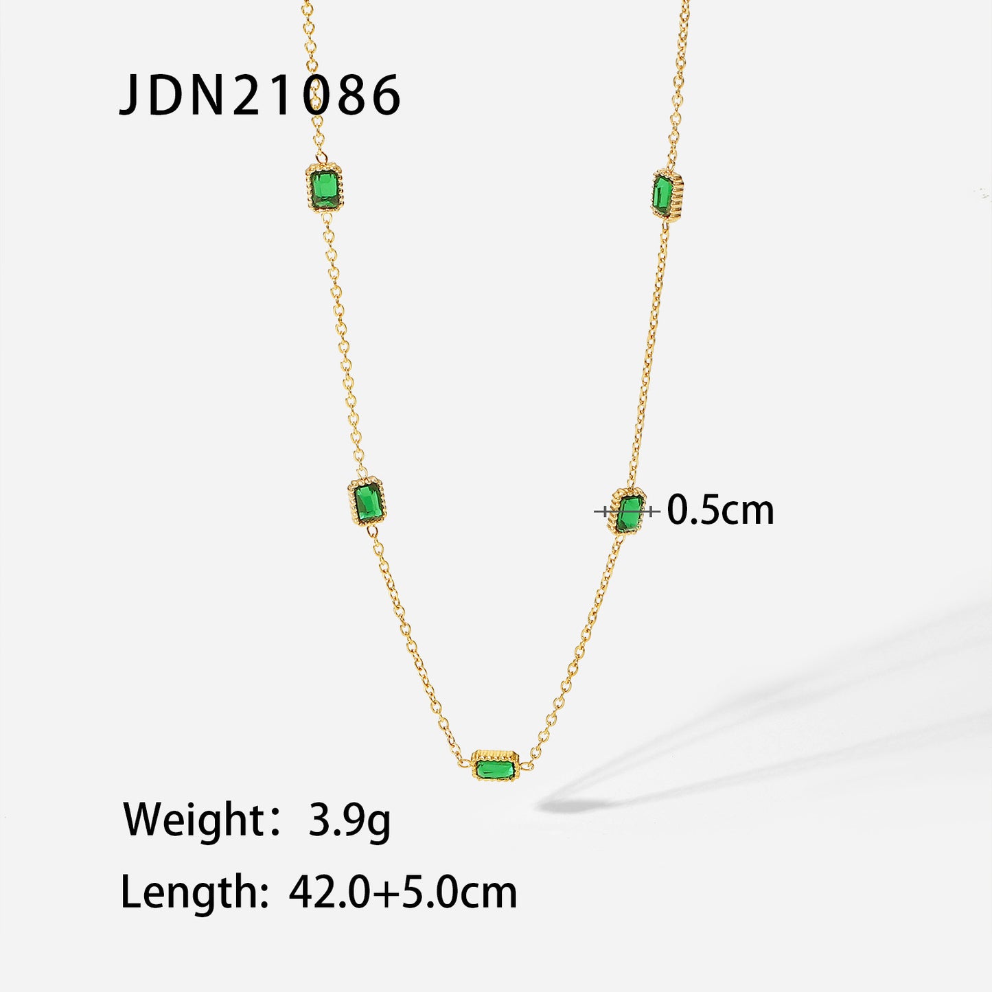 Ins Style Square Emerald Zircon Necklace Light Luxury Niche High-end Titanium Steel Collarbone Chain Necklace Bracelet