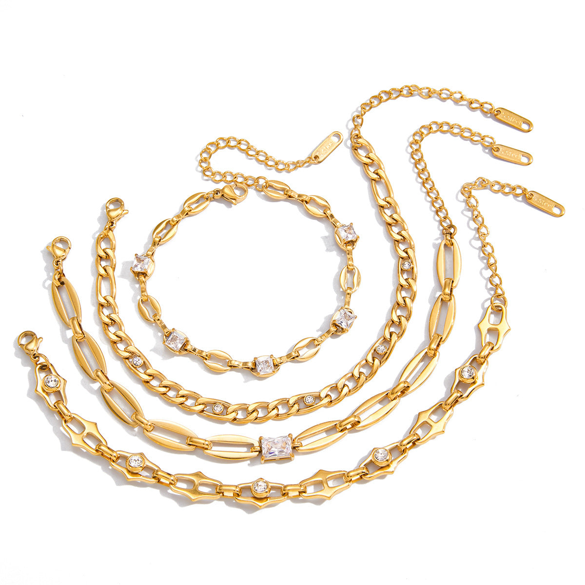 18k Titanium Steel Zircon Bracelet Niche Light Luxury Jewelry Non-Fading Stainless Steel Accessories for Women High-End Feel