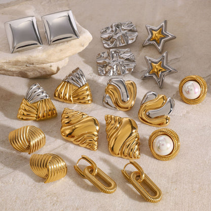 Stainless Steel Pearl Stud Earrings High-end Star Earrings Titanium Steel Ear Jewelry