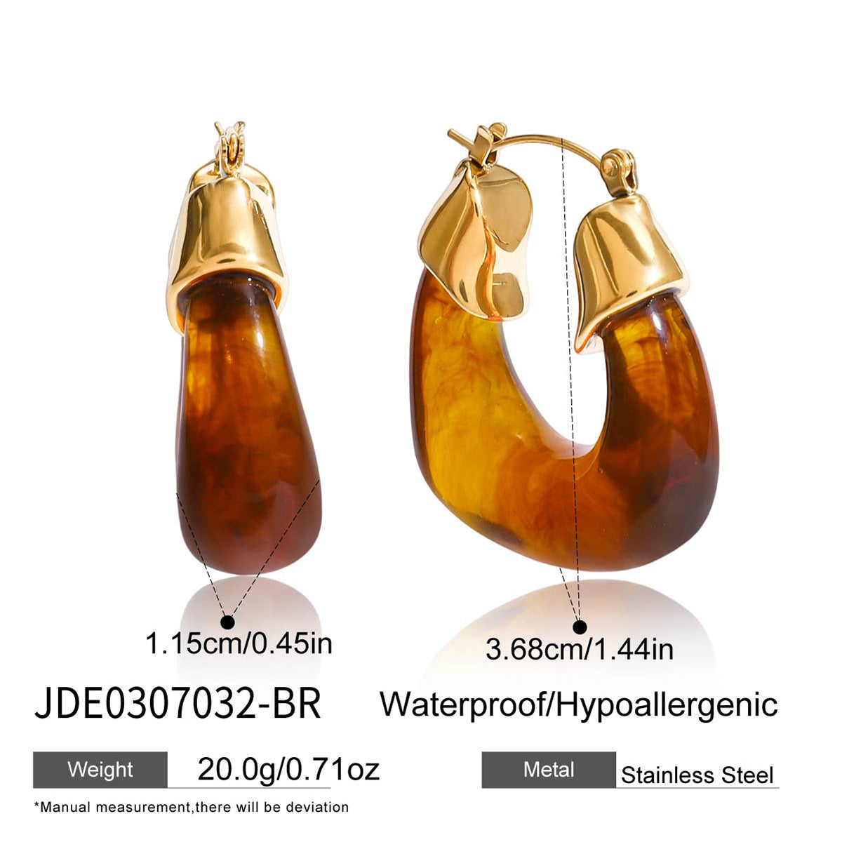 Resin Bracelet Stainless Steel Amber Acrylic Earrings High-end Earrings Titanium Steel Jewelry