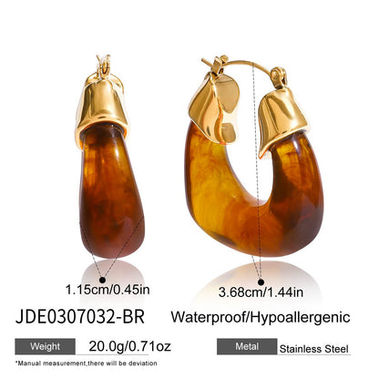 Resin Bracelet Stainless Steel Amber Acrylic Earrings High-end Earrings Titanium Steel Jewelry