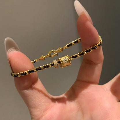 Black Gold Brushed Craft Bracelet Design Small Waist Bracelet Vintage Jewelry Gift for Best Friend