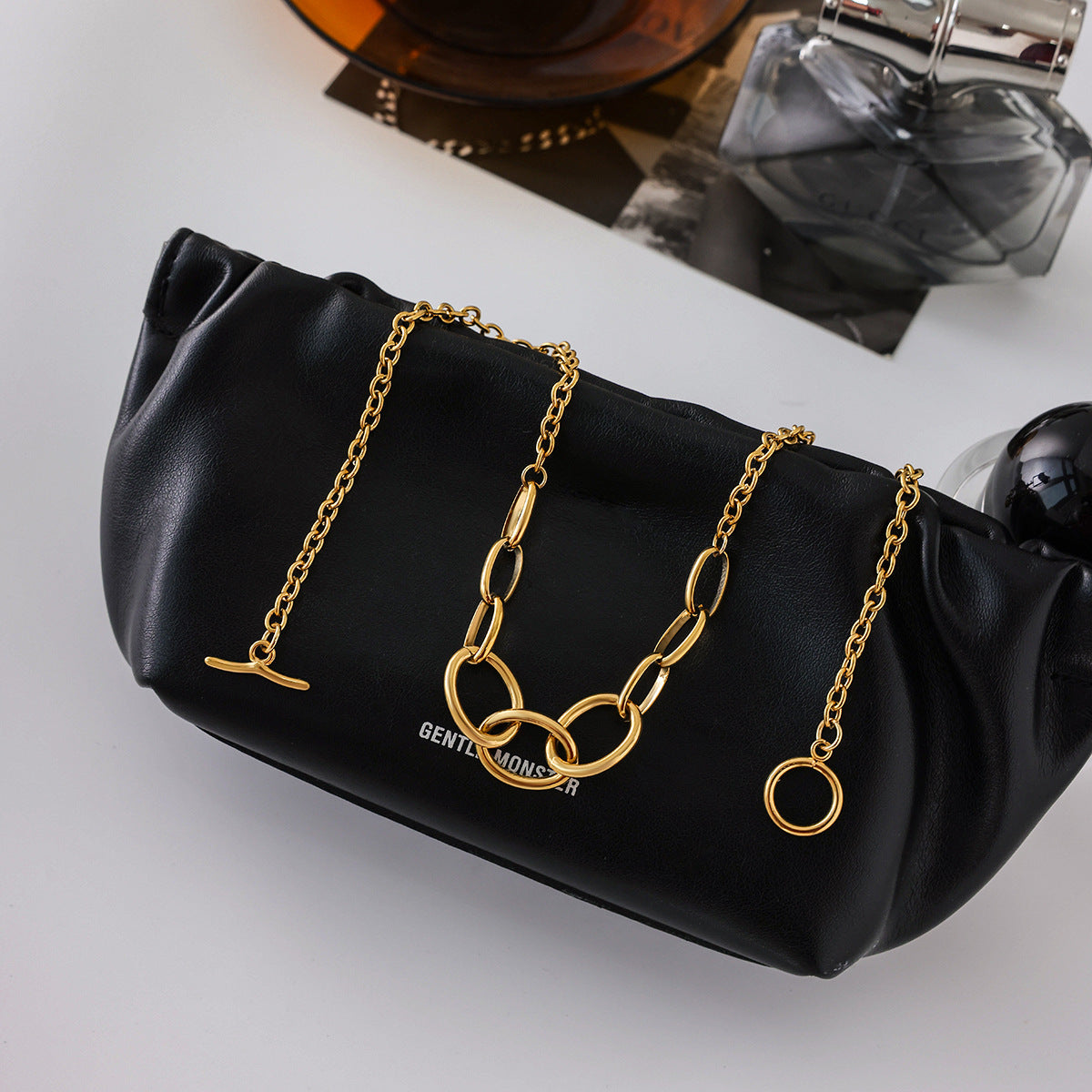 Stainless Steel Metal Chain Necklace Light Luxury High-end Clavicle Chain Non-fading Titanium Steel Jewelry