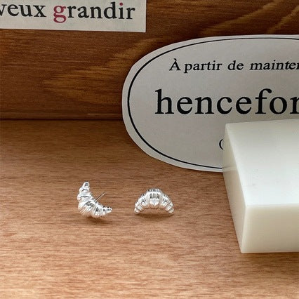 Pure Silver S925 Niche Design Baguette Baguette Alkaline Knot Earrings for Women High-end Bread Series Earrings