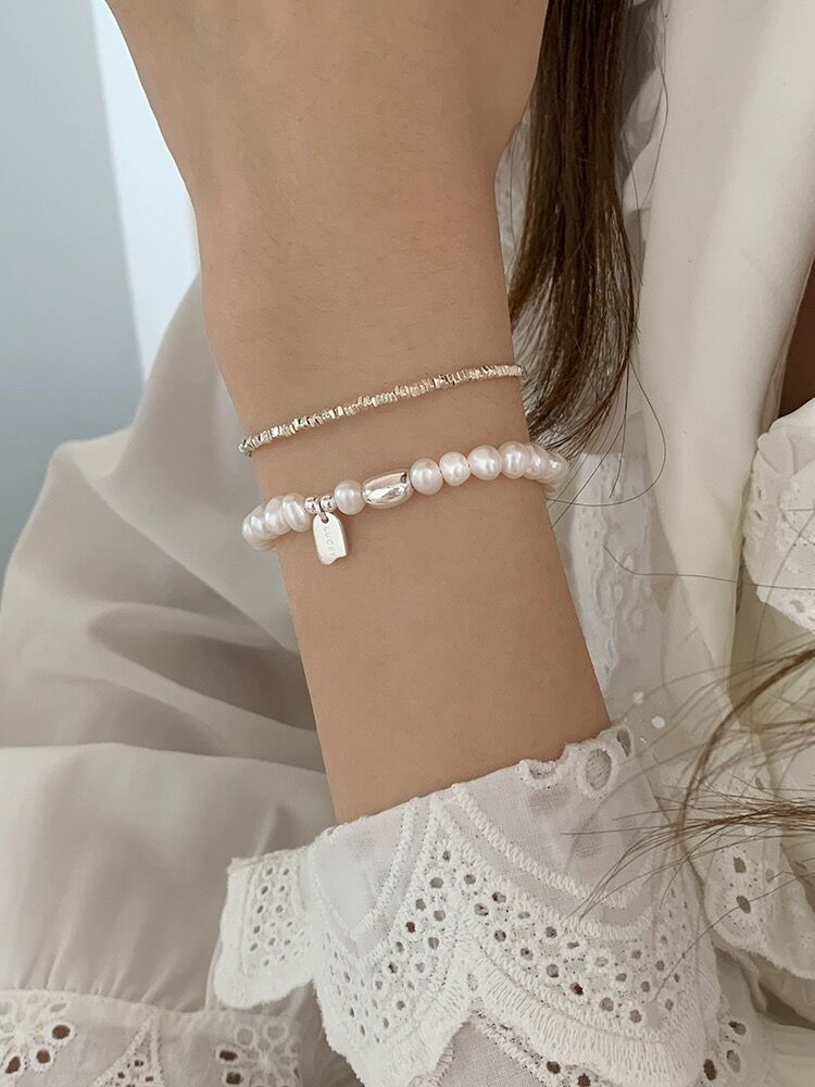 S925 Silver Lucky Bean Long Pendant Letter Bracelet for Women Gentle Temperament Freshwater Pearl Best Friend Bracelet Elegant Jewelry